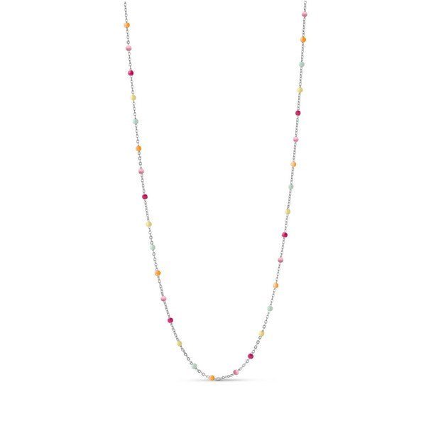 LOLA RAINBOW halskæde i sølv med multifarvede emaljekugler 38–42 cm fra Enamel Copenhagen.